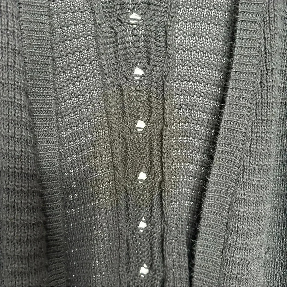 Pink Rose Cable Knit Cardigan Black Size Medium - Picture 7 of 16